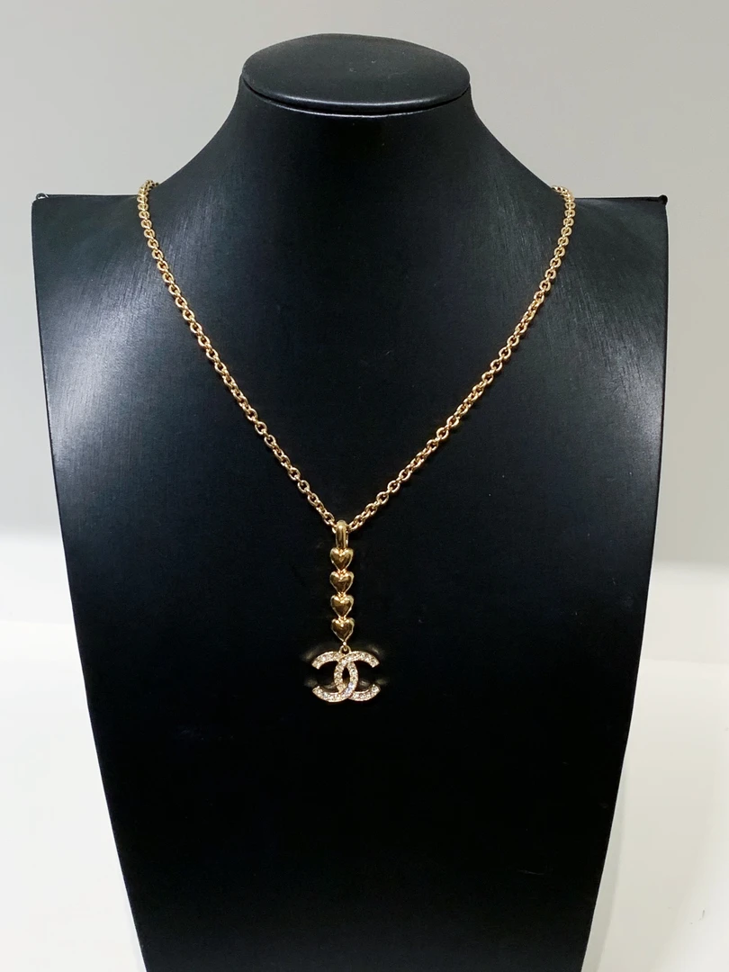 99新 Chanel/香奈儿 23P爱心串双C镶钻项链 二店