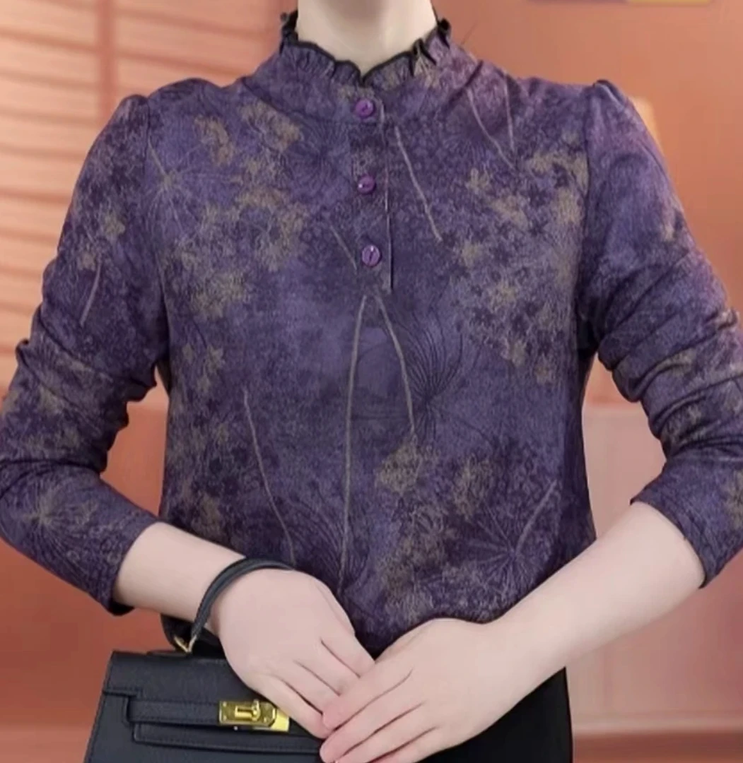 秋季中老年外穿长袖德绒打底衫洋气妈妈装遮肚子显瘦保暖上衣