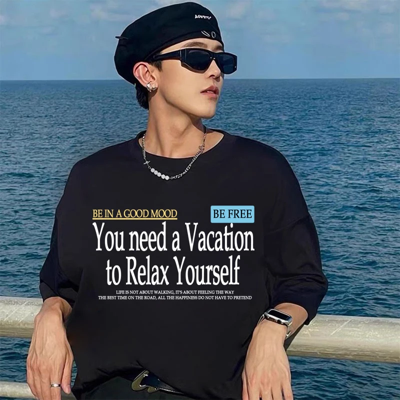 ins印花重磅纯棉圆领短袖t恤男款男士夏季半袖百搭上衣休闲