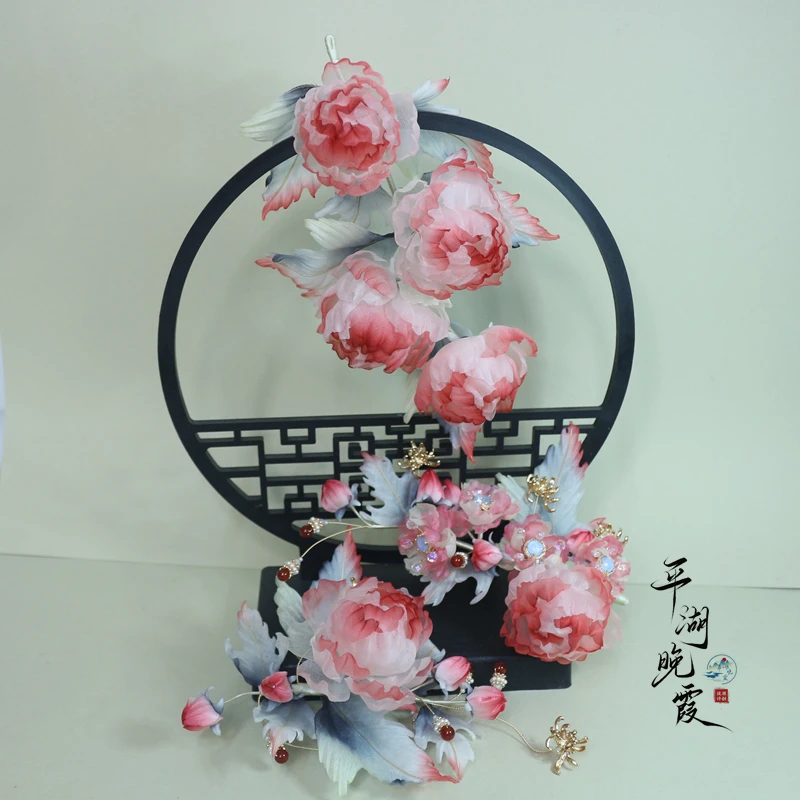 平湖晚霞烫花小店 【达人专属】真丝烫花 芍药花 满庭芳套系