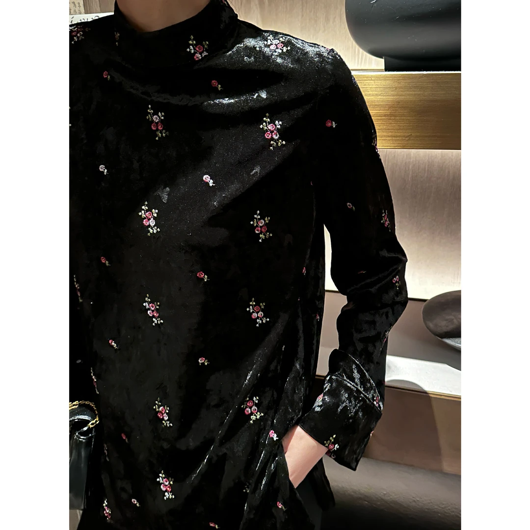 紫紫   山花烂漫时  春秋冬国风丝绒新中式中国风上衣ZD08SZYL659