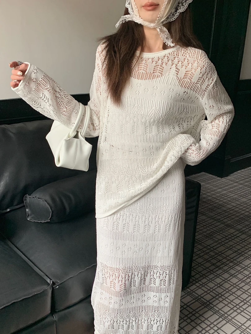 【金金金 Studio】欧若风夏季森系防晒长袖针织衫女中长款宽松温柔