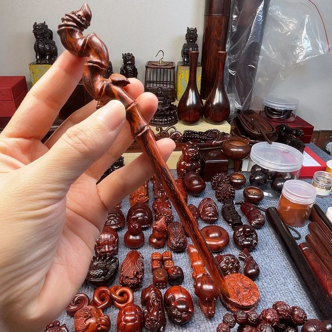 檀香紫檀（小叶紫檀）竹节发簪纯手工