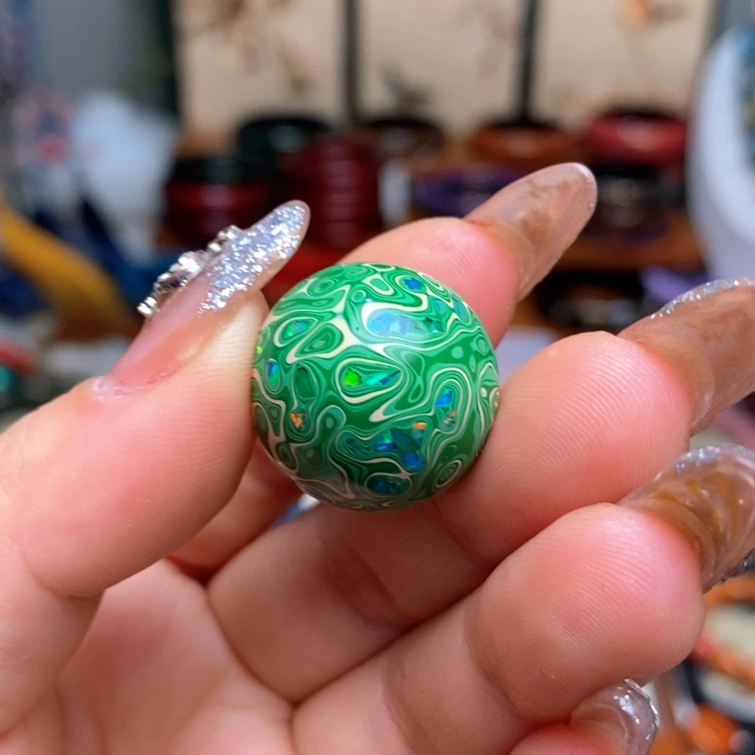 大漆21mm犀皮纹精品单珠