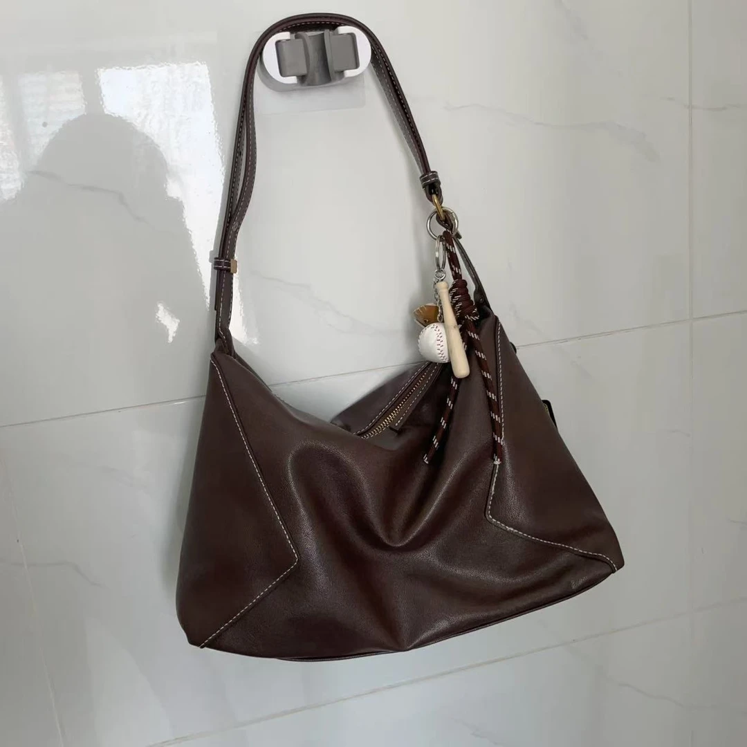 1333#咖啡色【尺寸：长-宽-高-】潮流轻奢气质百搭时尚女士单肩包