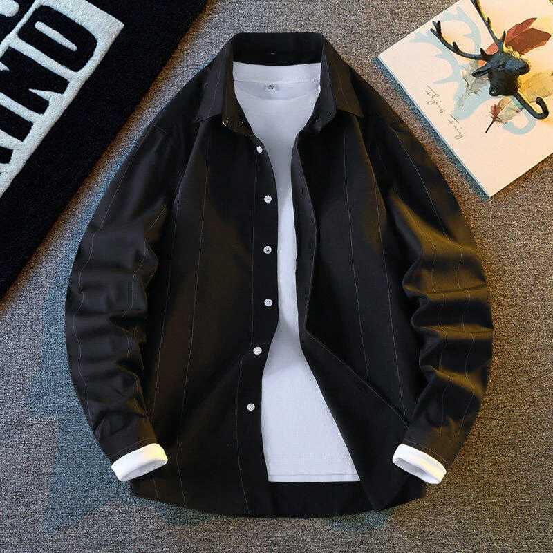 2025春季男士潮流百搭舒适衬衫青少年休闲宽松帅气长袖衬衣CS104