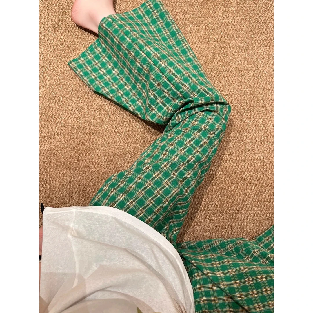 ins甜美风慵懒少女格子梨短袖睡衣女夏季新款套装大码宽松家居服