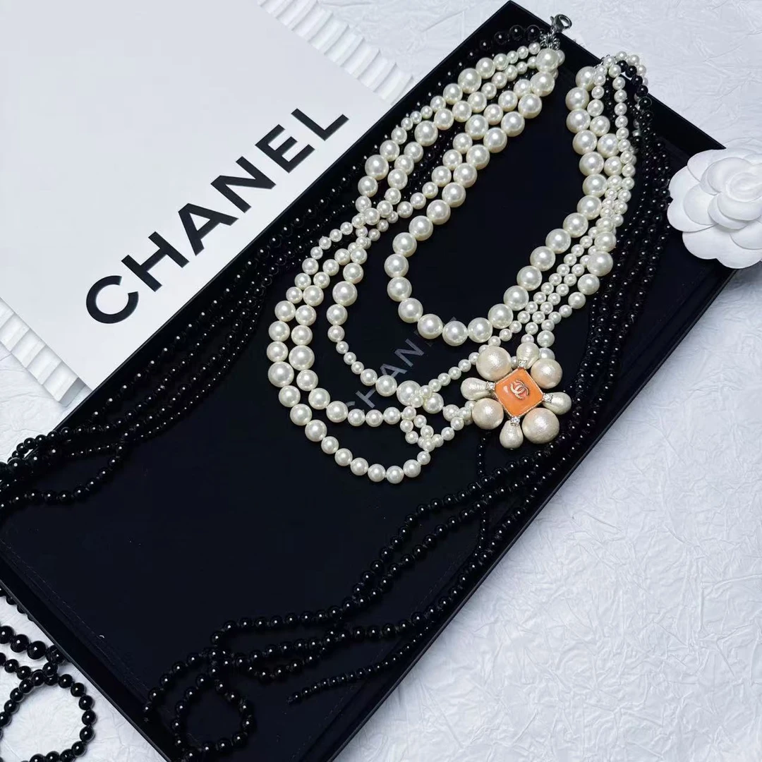 95新 Chanel/香奈儿 柚礼中古/香奈儿黑白珍珠流苏项链lz410303