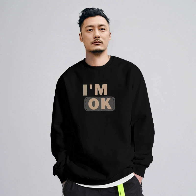 仓石一树潮牌字母印花美式卫衣男春秋冬新款纯棉加绒长袖圆领外套