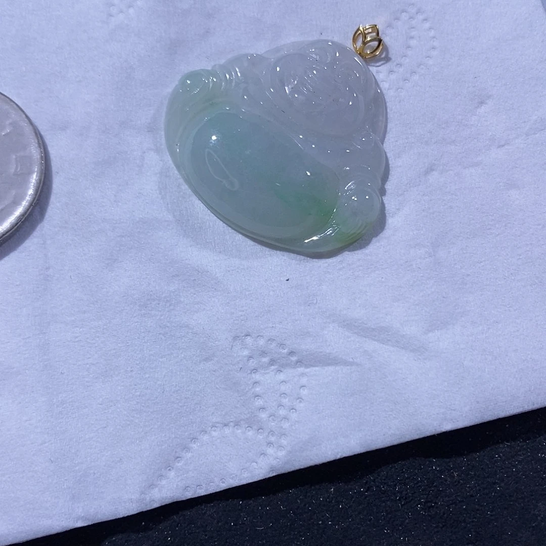 翡翠吊坠(不含链)18K金镶嵌