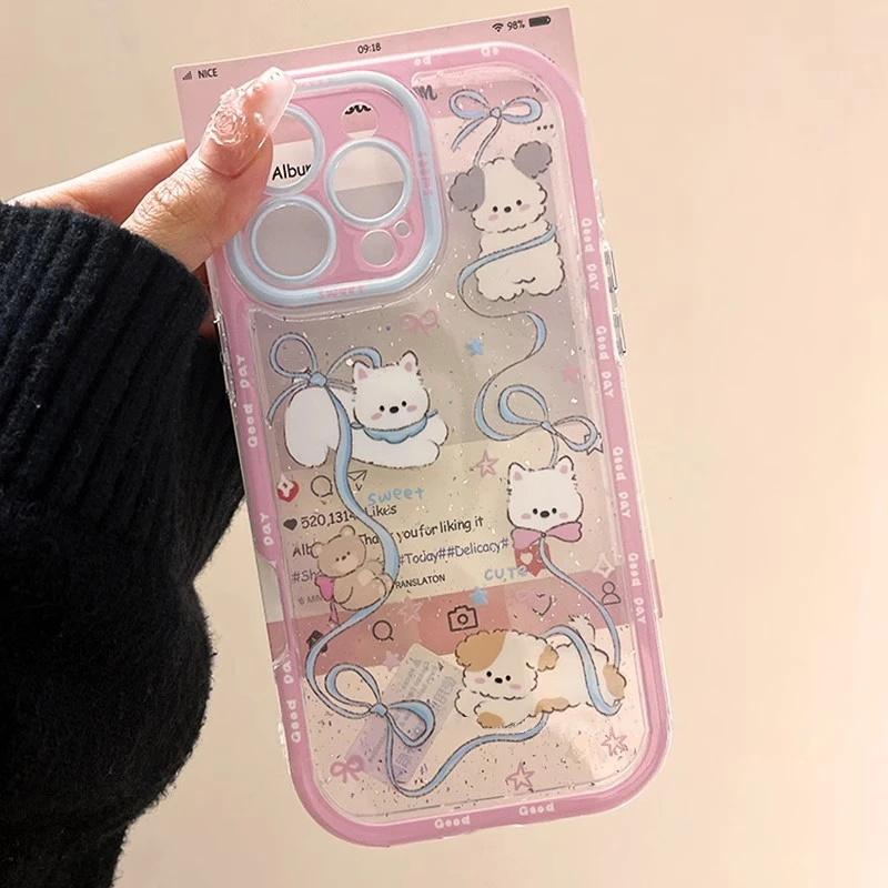 适用苹果16Pro手机壳彩绘15Promax漫画小狗14plus创意少17promax