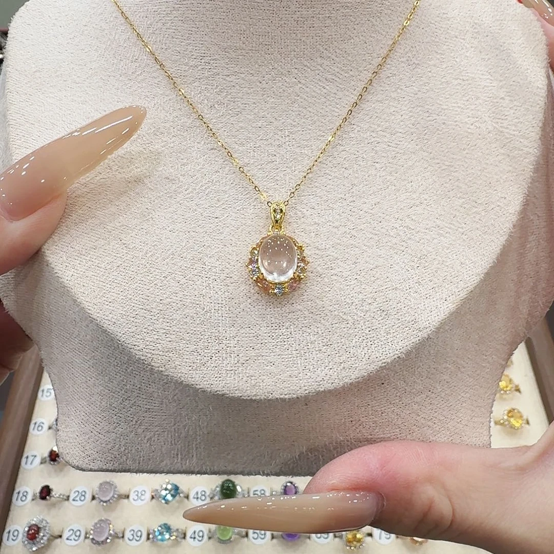 吊坠(赠链)芙蓉石银S925镶嵌
