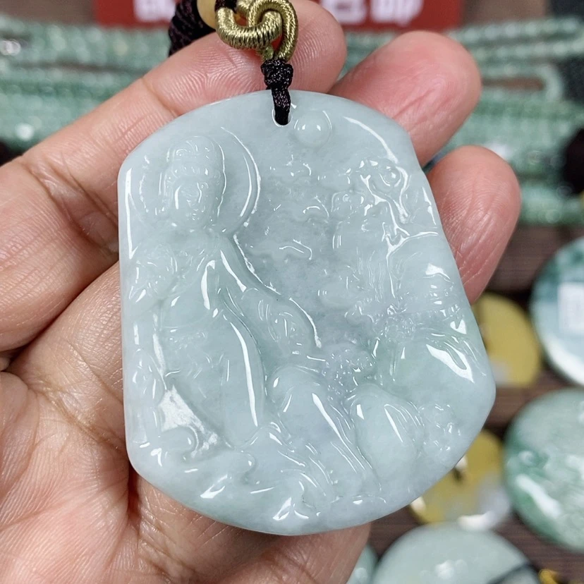【闪购商品】翡翠颈饰未镶嵌玉吊坠翡翠玉山水自在观音