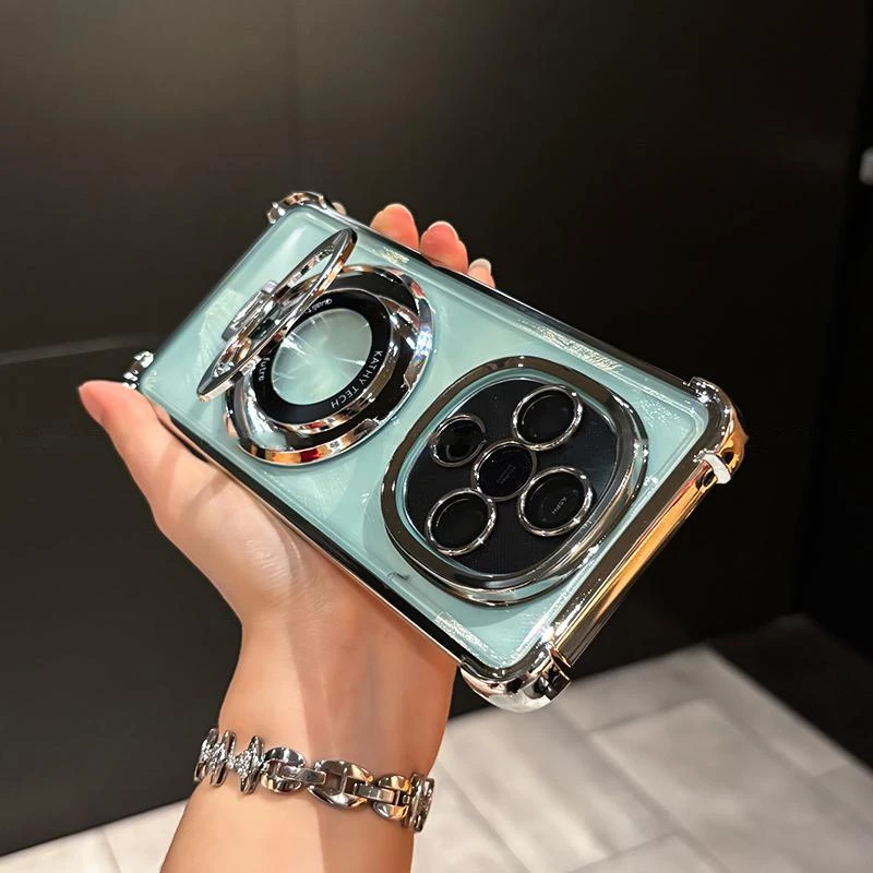 适用vivoy300手机壳支架四角气囊防摔电镀透明全包y300pro保护套