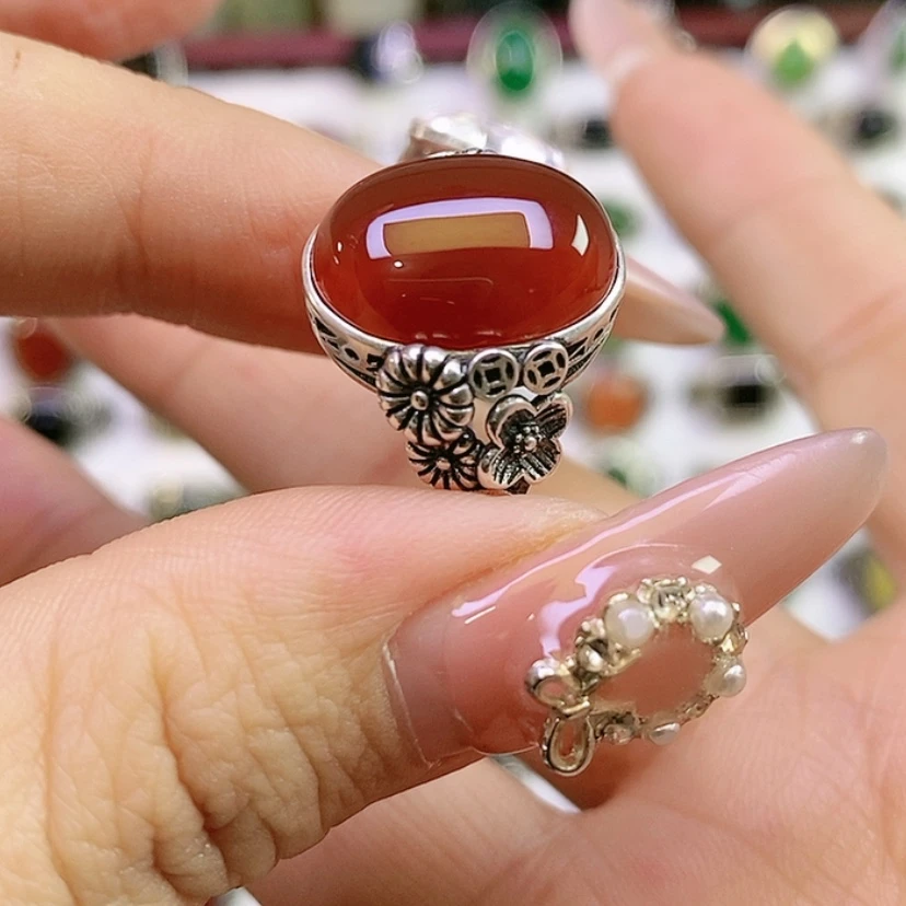 【闪购商品】银S925镶嵌戒指玛瑙/玉髓