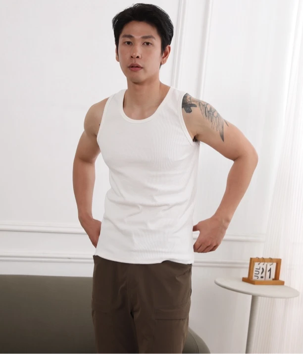 网红爆款美式螺纹背心男款棉夏季无袖跨栏坎肩男士健身运动汗衫