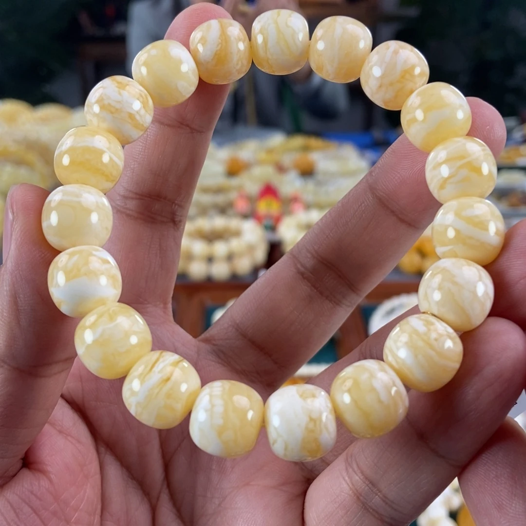 琥珀未镶嵌珠宝奇石12虎皮纹千层雪同料串21.92