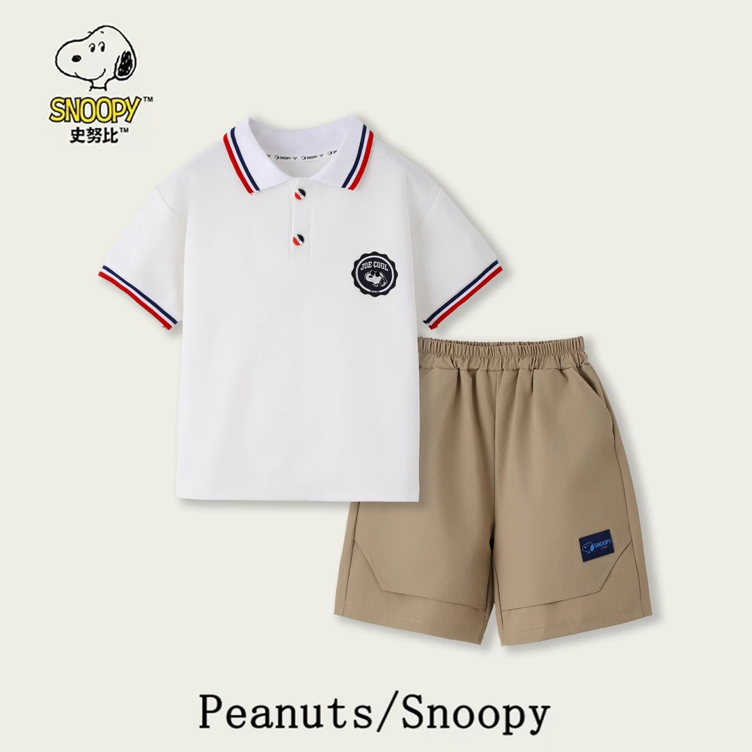 Snoopy/史努比中大童夏款翻领短袖夏季时尚POLO衫儿童运动学院风