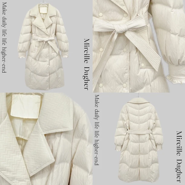 米莱Jiaer /冬季新款中长款西服领系腰带款羽绒服256609