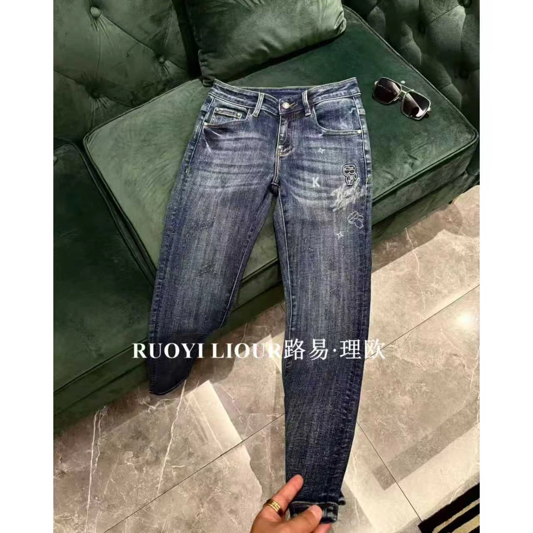 【路易理欧】2025新款男设计师欧货兰牛辫子小老头牛仔裤重工0377
