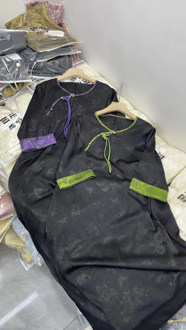 新中式重磅一梦芳华自带贵气盘扣国风改良裙女长裙