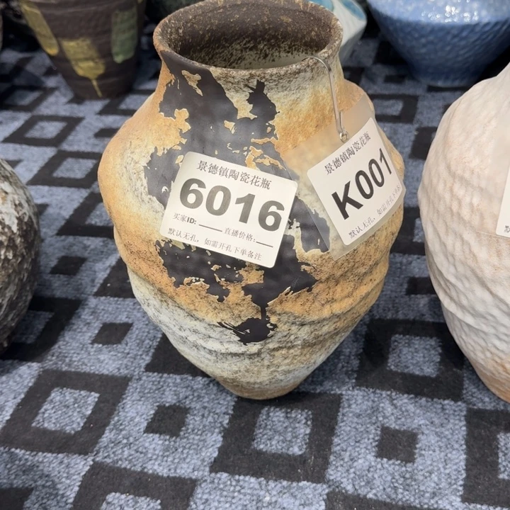 咿***豆瓷片景德镇高温花器编码6016高37口10默认无孔