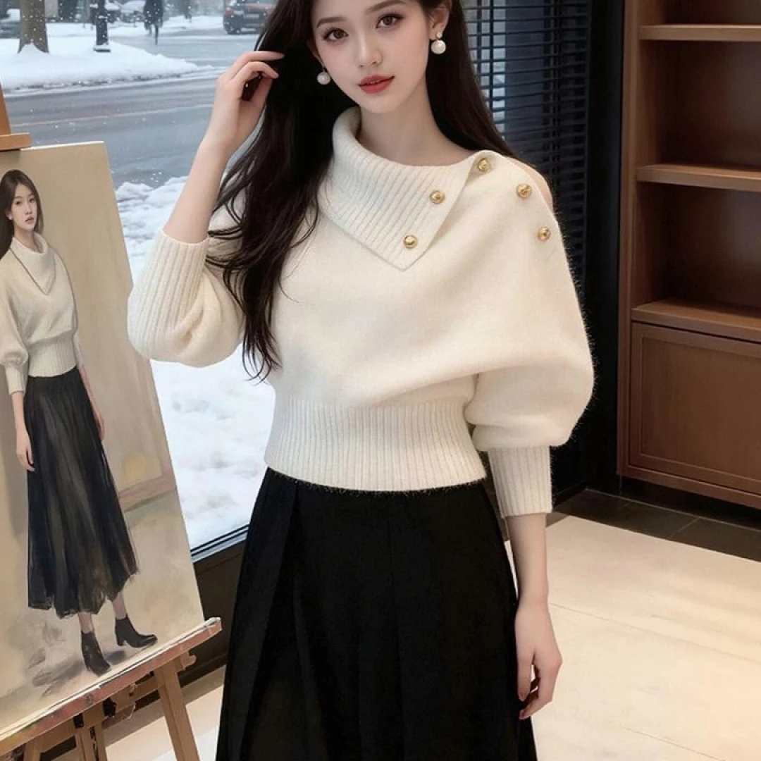 年终狂欢季小香风轻熟风软糯白色毛衣女秋冬新款高级感独特漂亮气