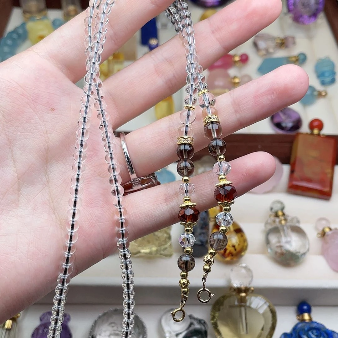 水晶颈饰未镶嵌花**蒂天然水晶吊坠007