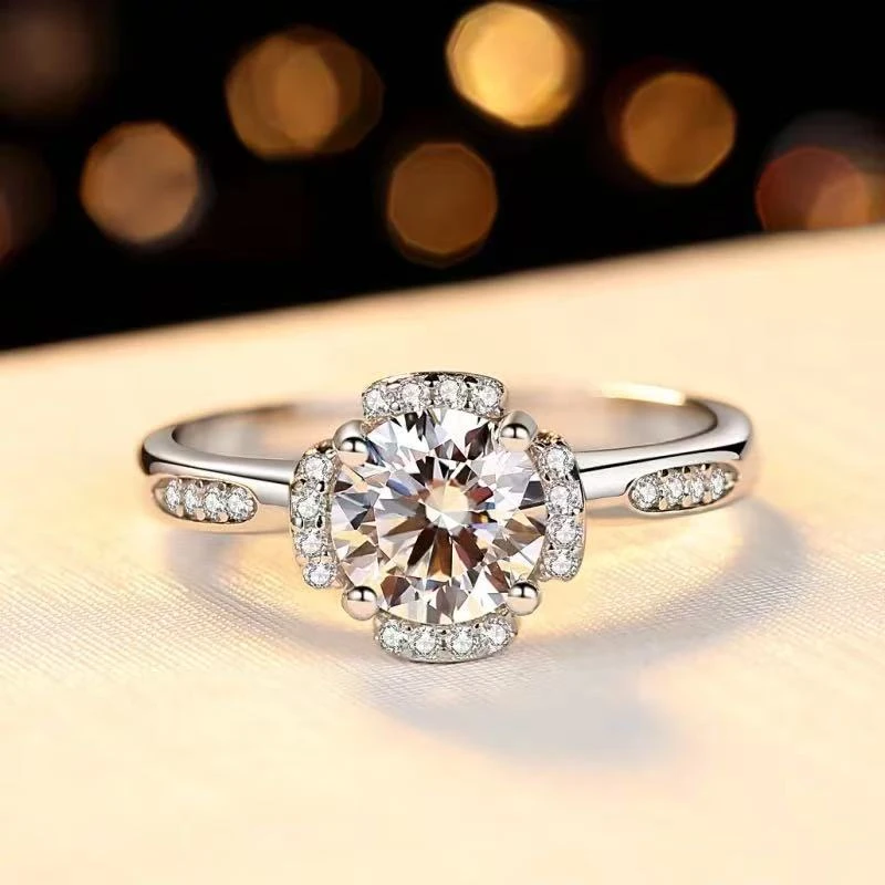 925银莫桑石银制品 【花样年华】1克拉 时尚 婚戒/合成碳硅石