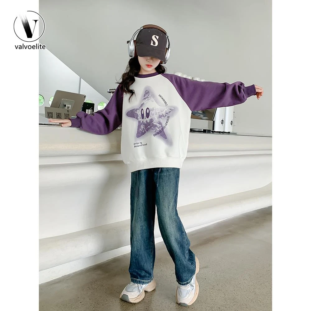 VALVOELITE女童加绒卫衣秋冬款2025新款衣服中大童时尚休闲上衣潮