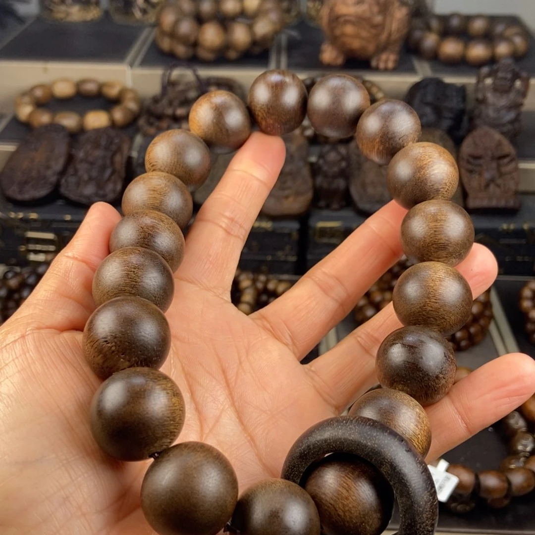 沉香手串天**星越南芽庄白棋玉化