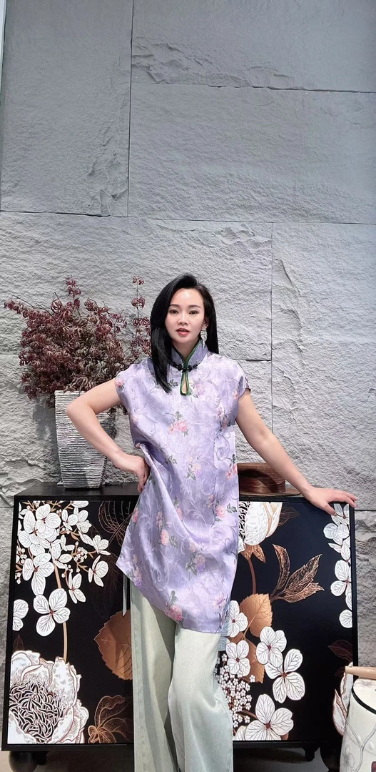 印花宽松短袖新中式提花国风