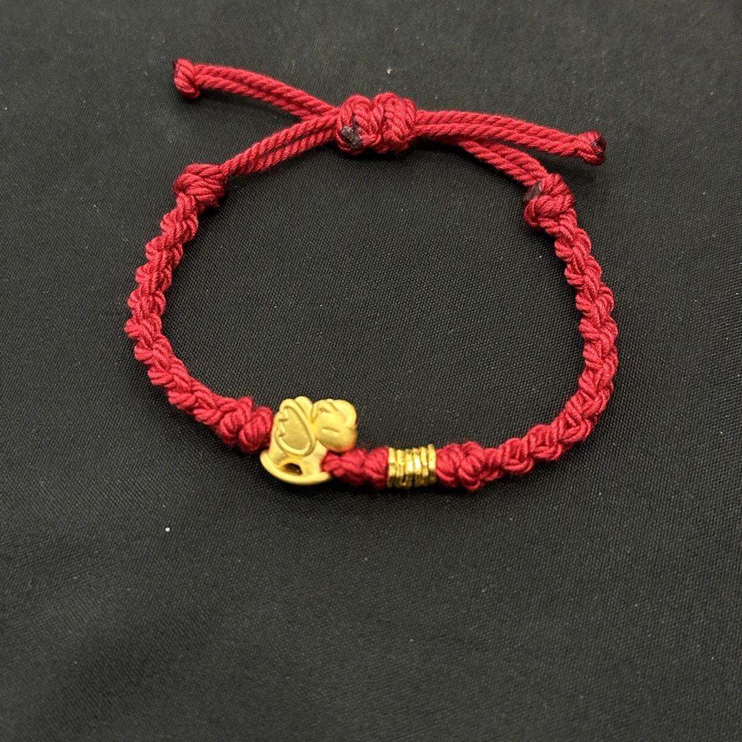 足金本命年手绳马年盘缠红色新年款