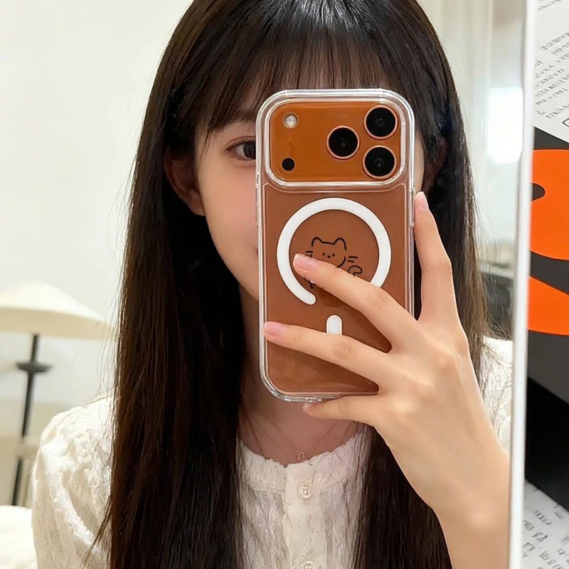 咖啡小猫适用苹果15Pro手机壳13硅胶XSMax/xr/12女16/14p套