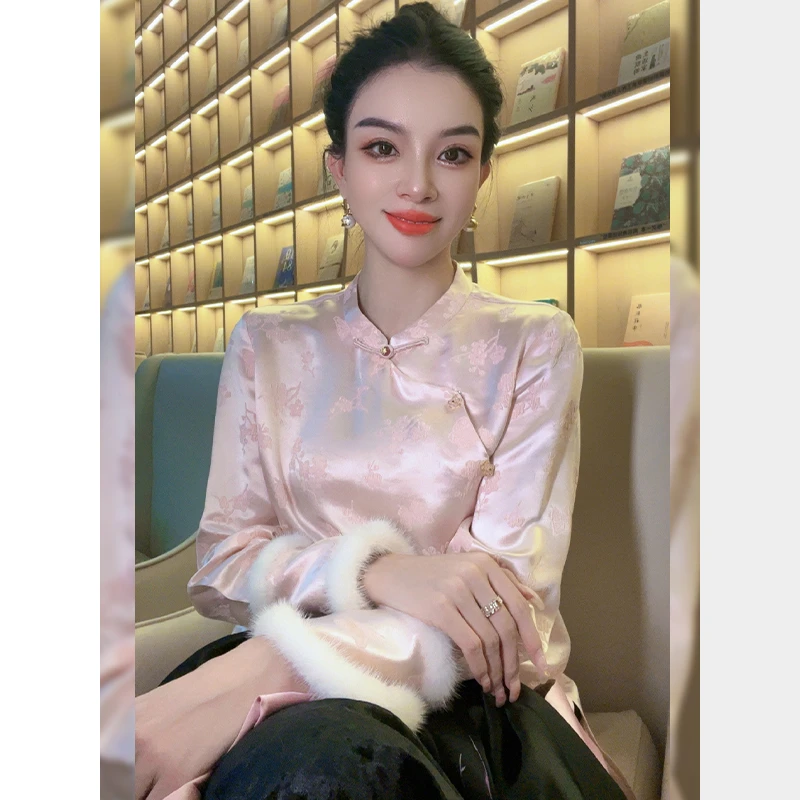 宸嫚三C娘娘7327【昭君】新中式国风时尚立领盘扣桑蚕丝上衣