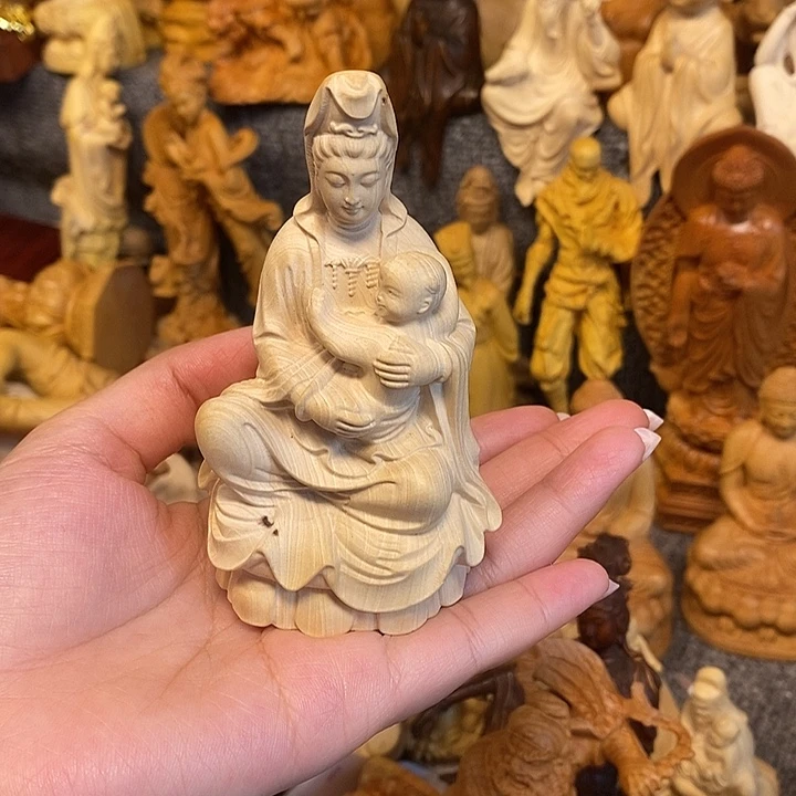 黄杨木黄杨木瑕疵送子观音