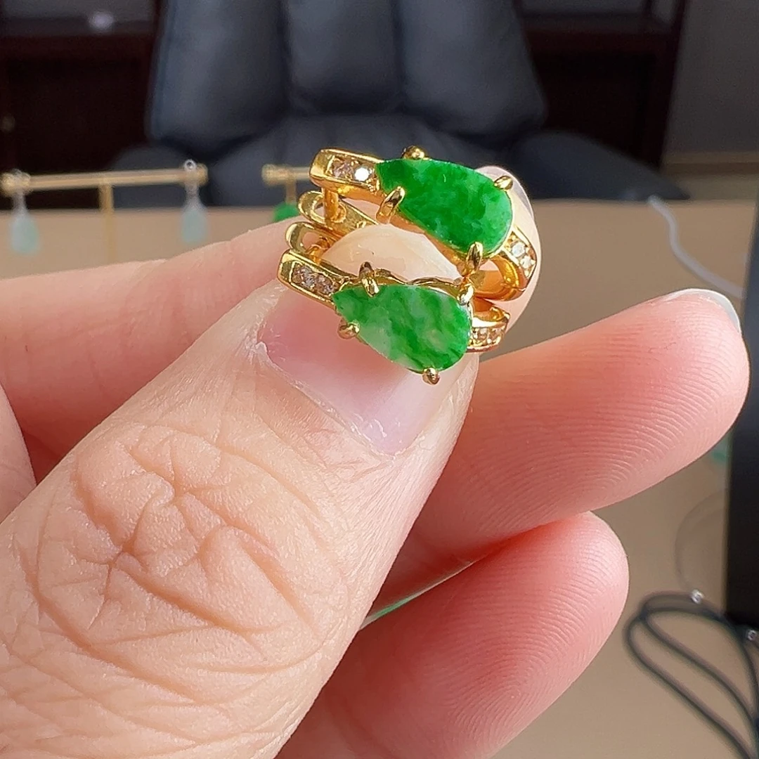 翡翠银S925镶嵌耳饰耳饰