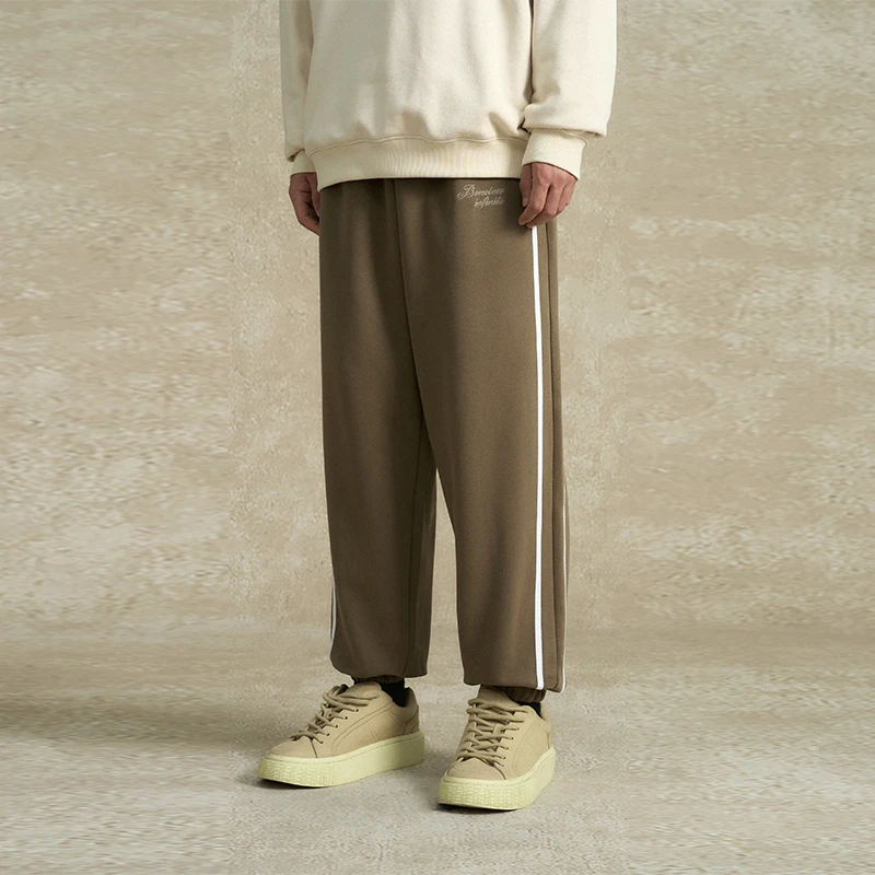 BONELESS撞色侧边线条束脚长裤抽绳刺绣休闲裤百搭宽松时尚运动裤