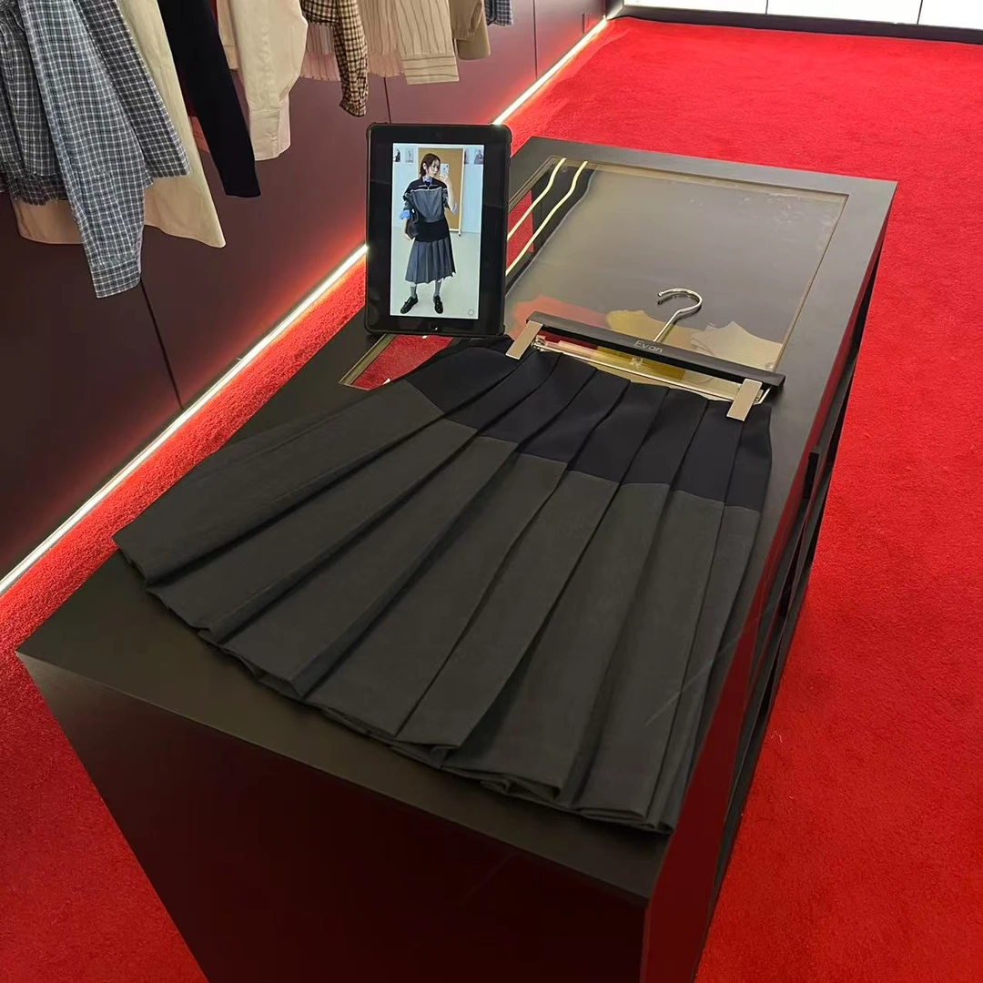 B092【缪家】高版本25春夏新款字母贴布刺绣拼色百褶裙半身裙中裙