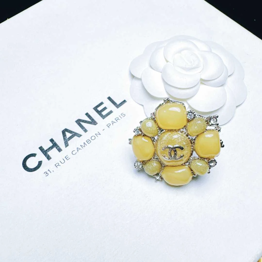95新 Chanel/香奈儿 柚礼中古/香奈儿黄色琉璃戒指NXP