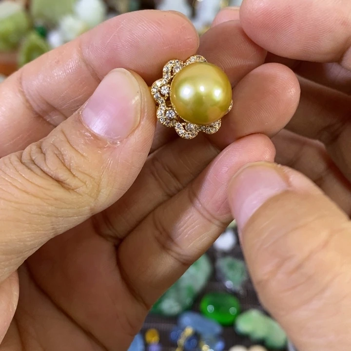 戒圈银S925镶嵌海水珍珠精品小件精品小件