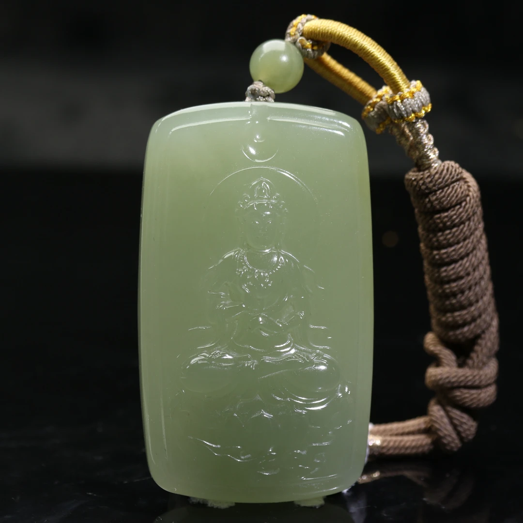 13和田玉湖水绿观音吊坠/700918上海嘉禾拍卖