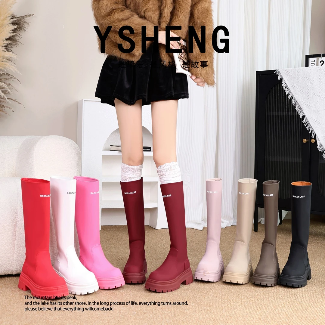 秋冬时尚厚底爆款显瘦休闲防滑耐磨时髦洋气气质圆头不过膝女靴