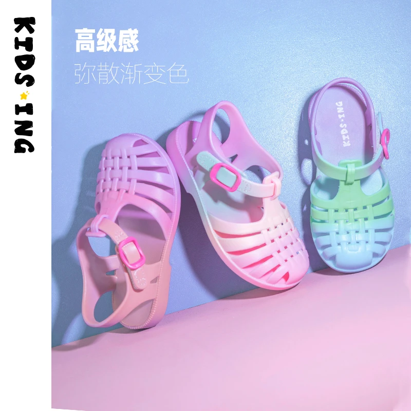 KIDS.ING可迪星儿童凉鞋夏季新款女童中大童公主凉鞋包头软底童鞋