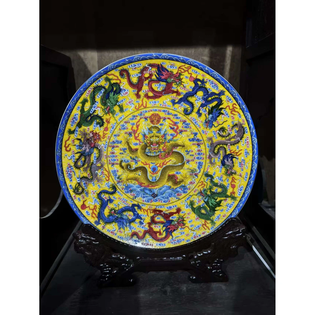 【闪购商品】九龙高端瓷赏盘东龙华