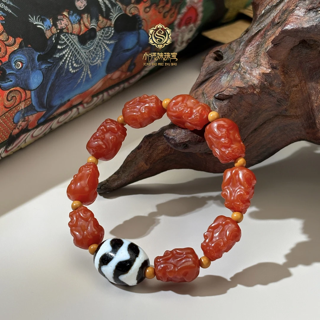 扶摇臻选|双牙牙达洛红貔貅玛瑙手串