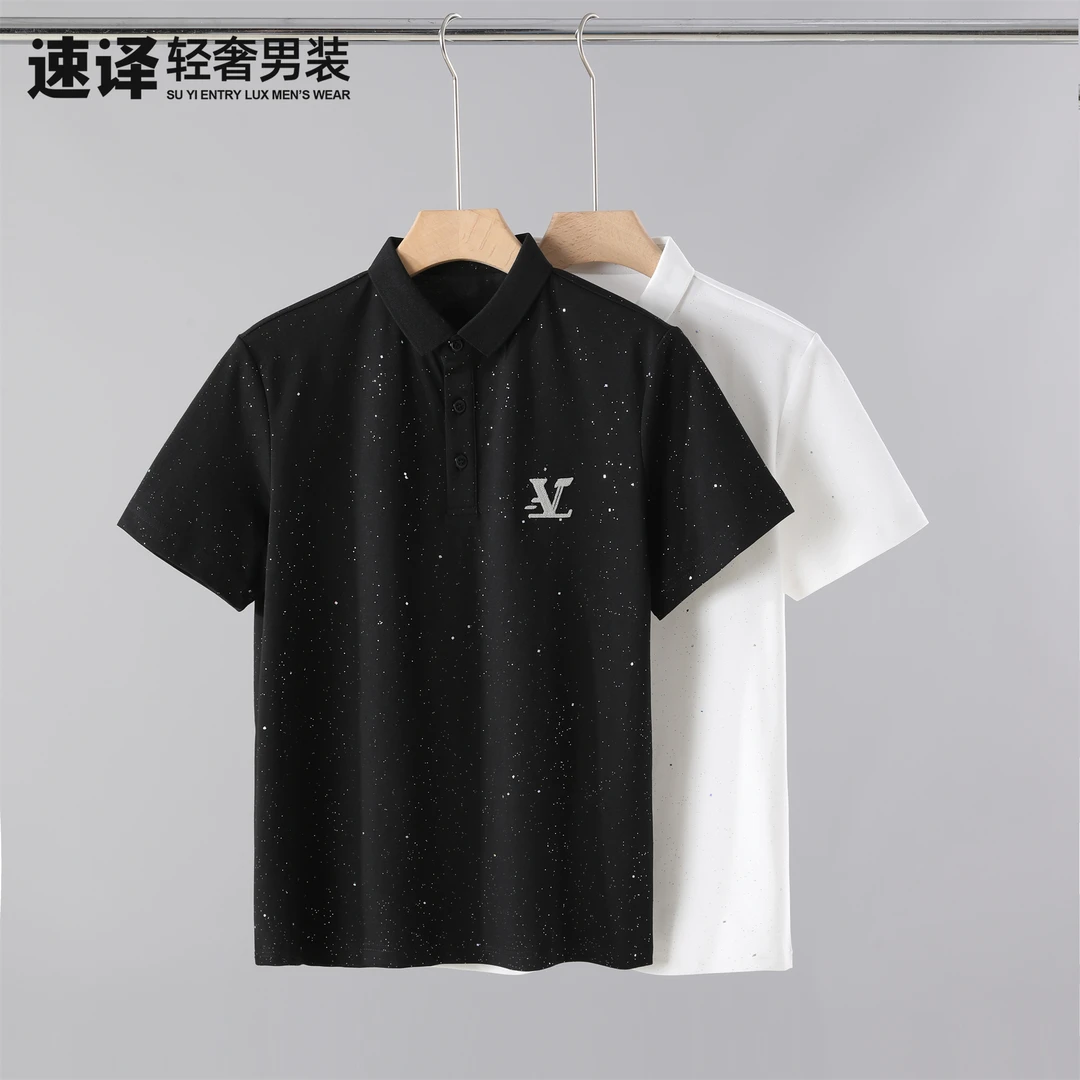 【断码五折】潮流满天星河系列胸口字母刺绣点缀POLO衫透气百搭短袖