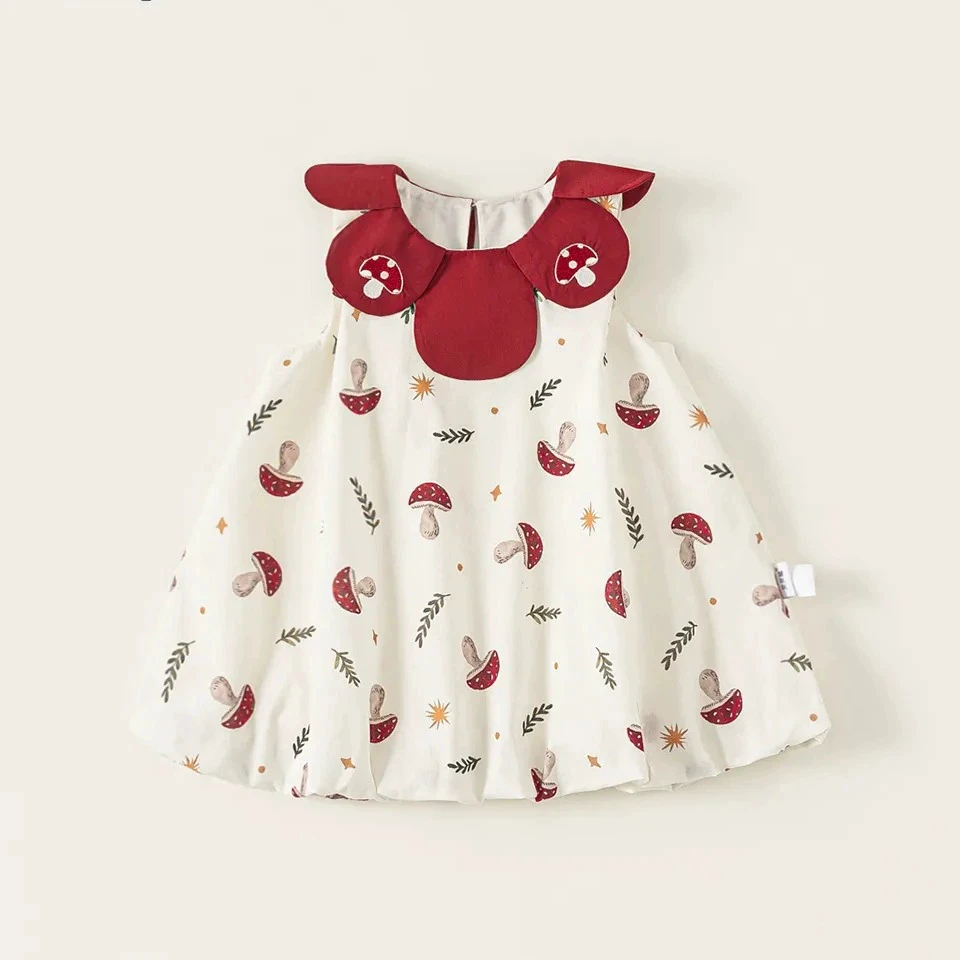 女宝夏季新款女童裙子甜美花瓣领刺绣花苞裙女孩子无袖洋气连衣裙