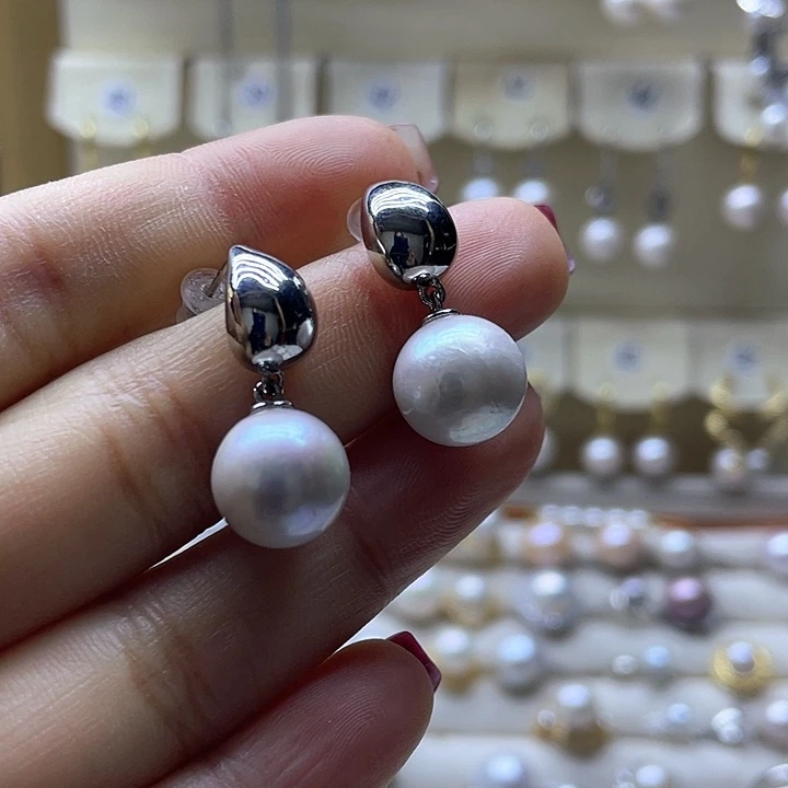 淡水珍珠耳饰银S925镶嵌