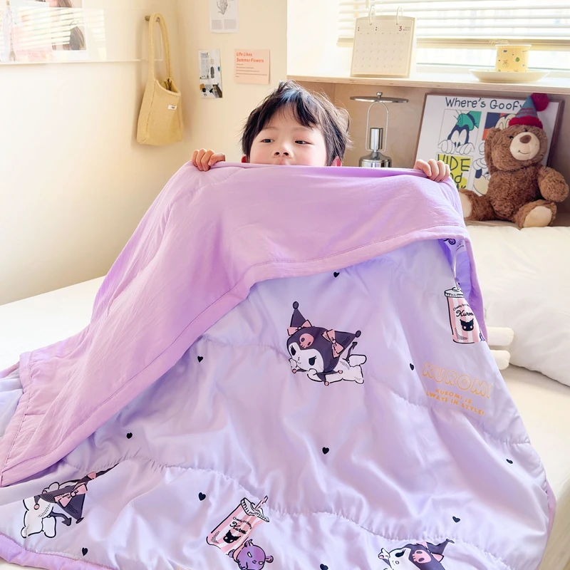 儿童夏凉被幼儿园午睡毯薄款被子机洗凉感夏被可爱卡通印花空调被